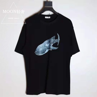 Balenciagas new Kangli whale print round neck loose short-sleeved womens T-shirt men_11