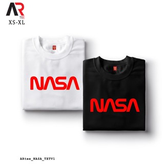 เสื้อยืดสีขาวผู้หญิง - AR Tees โลโก้ข้อความ NASA v1 เสื้อยืด Unisex ที่กําหนดเองสําหรับผู้หญิงและผู_23