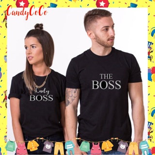 Couple T-shirt เสื้อยืดคู่รัก เสื้อยืดแขนสั้น พิมพ์ลาย The Boss and Lady Boss น่ารัก พลัสไซซ์ แฟชั่นฤดูร้อน สําหรับ_05