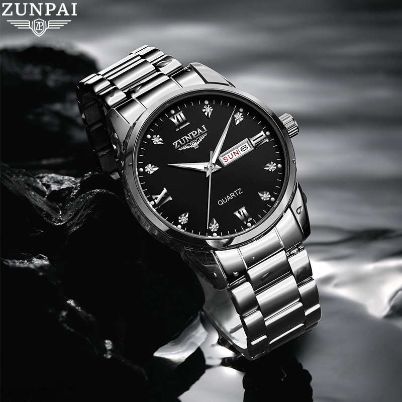 ภาพสินค้าWISHDOIT x ZUNPAI 100%ของแท้ นาฬิกาผู้ชายกันน้ำได้ สายสเตนเลส พร้อมกล่อง ดูเวลา ดูวันที่ เรืองแสง รับประกัน 3 ปี Men's Watch Waterproof 100%Original จากร้าน wishdoit.th บน Shopee ภาพที่ 6