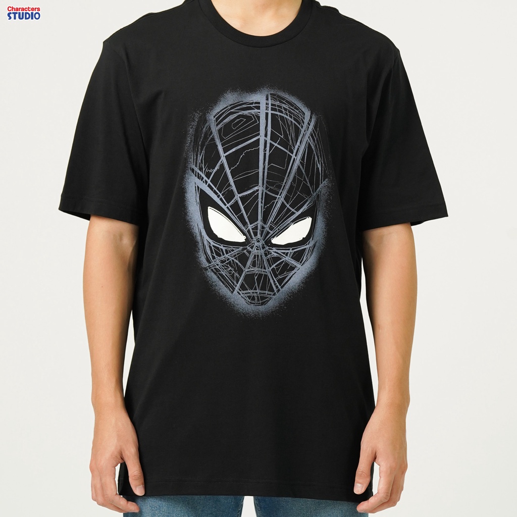 marvel-men-spider-man-ghost-glow-in-the-dark-t-shirt-เสื้อยืดผู้ชายลายสไปเดอร์แมน-เทคนิคเรืองแสงในที่มืด-สินค้าลิ-01