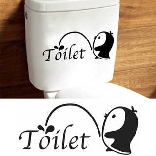 【AG】Cute Penguin Toilet Sticker Home Bathroom Decal Removable Art Restroom Decor