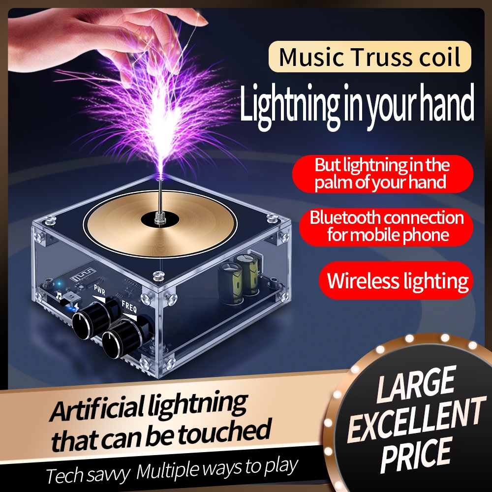 music-tesla-coil-เครื่องมือทดลองทางวิทยาศาสตร์-ฝ่ามือ-แบบสัมผัส-เชื่อมต่อโทรศัพท์มือถือ