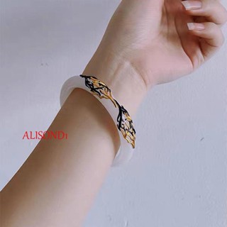 Alisond1 ผู้หญิง สร้อยข้อมือจีน อินเทรนด์ ย้อนยุค สําหรับเด็กผู้หญิง มือ เครื่องประดับ ความรักระหว่างนางฟ้าและปีศาจ สายรัดข้อมือหยกเทียม