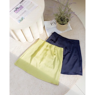 Dewishes 💚💙 Satin Skirt กระโปรงสั้นซิปหลัง ผ้าซาติน