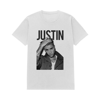 เสื้อยืดพิมพ์ลาย เสื้อยืด พิมพ์ลายวงร็อคเกอร์สตาร์ Justin Bieber Bold White