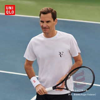 Uniqlo Federer เสื้อยืดลําลองสําหรับผู้ชาย/ผู้หญิง แขนสั้น พิมพ์ลาย (ผ้าฝ้าย) 449717