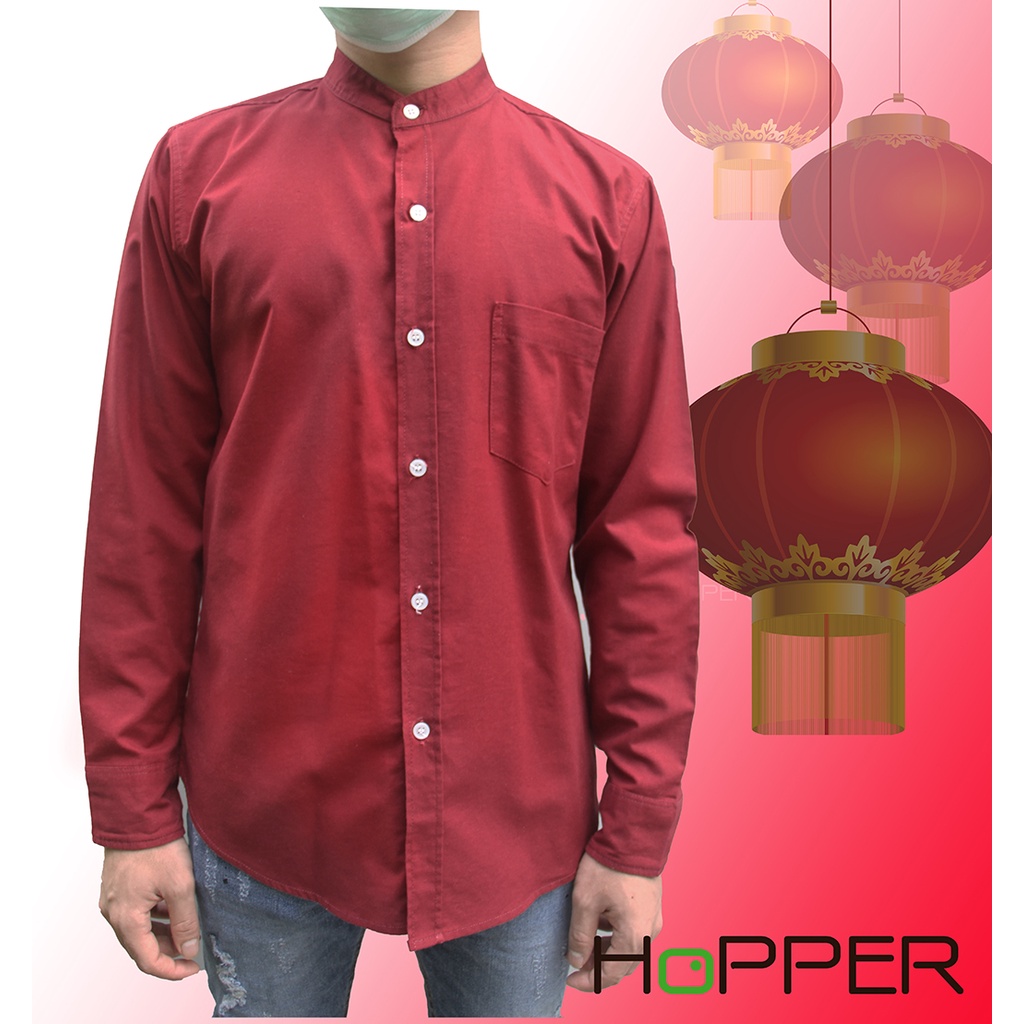ภาพสินค้าเสื้อเชิ้ตแขนยาวคอจีนผ้า Oxford by Hopper Shop จากร้าน hoppernattasarun บน Shopee ภาพที่ 2