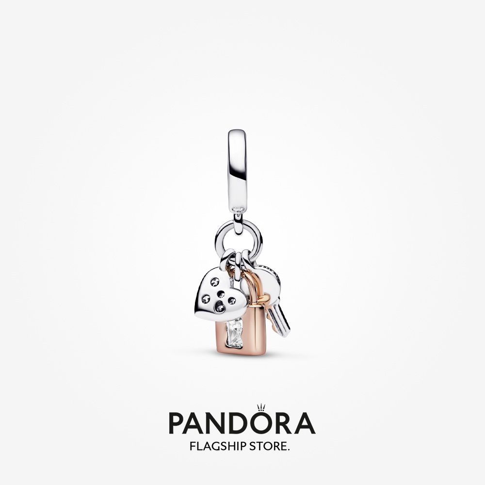 pandora-charm-กุญแจทูโทน-กุญแจแม่กุญแจ-amp-หัวใจ-ห้อยสามชั้น-ของขวัญวันหยุดผู้หญิง-p804