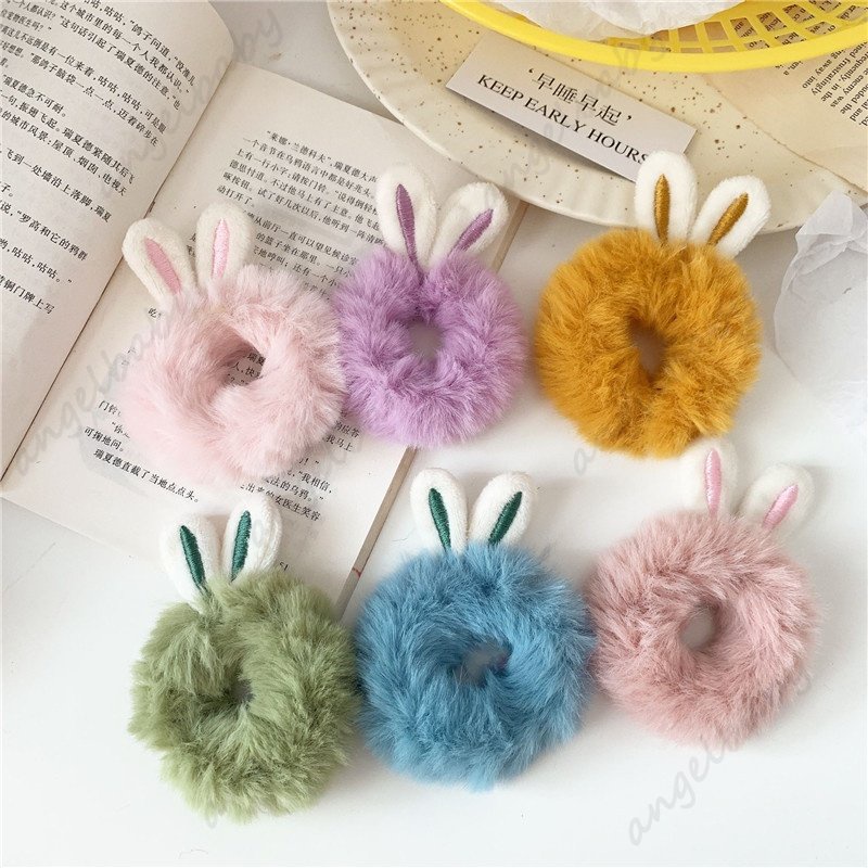 ที่คาดผม-ผ้ากํามะหยี่ขนนิ่ม-รูปกระต่ายน่ารัก-สีแคนดี้
