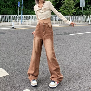 DaDulove💕 New American Retro Brown Jeans Hiphop High Waist Loose Wide Leg Pants Fashion Womens Straight Pants