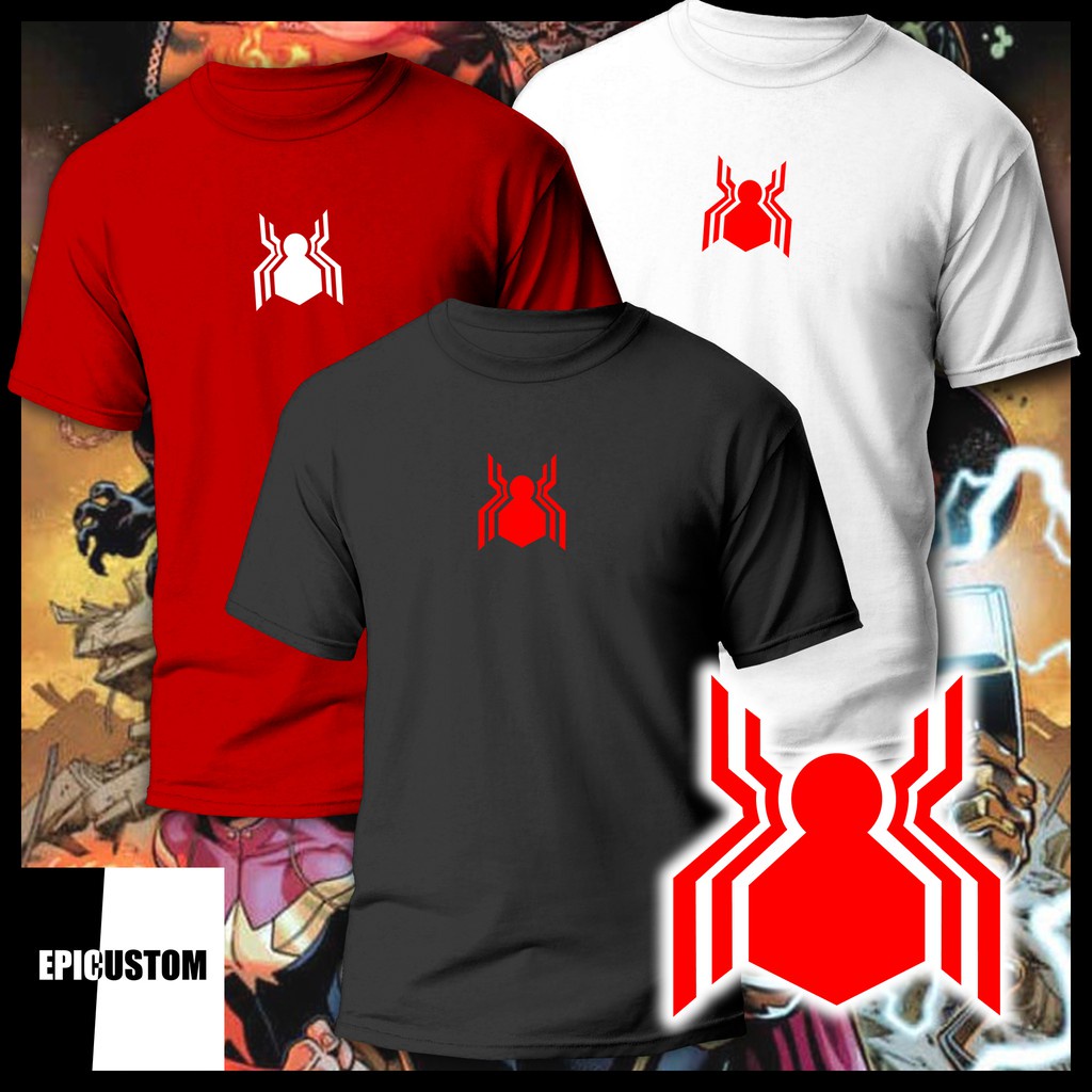 spiderman-homecoming-logo-print-marvel-comics-graphic-tee-100-cotton-unisex-t-shirt-black-white-grey-maroon-red-01