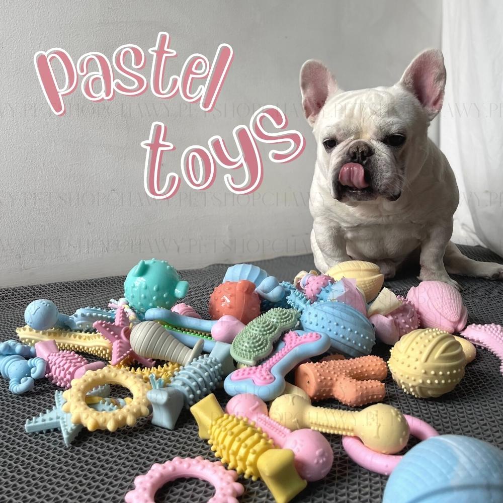 ภาพหน้าปกสินค้าpastel พาสเทล ของเล่นสุนัข ยางกัด ของเล่นหมา หมา แมว ทำจากวัสดุทนทาน ปลอดภัย จากร้าน chawy.petshop บน Shopee