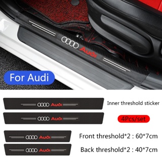 สติกเกอร์หนัง คาร์บอนไฟเบอร์ สําหรับติดขอบประตูรถยนต์ Audi A1 A3 A4 A5 A6 A7 A8 4 ชิ้น