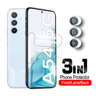 3in1 ฟิล์มไฮโดรเจลใส แบบนิ่ม ป้องกันหน้าจอ ด้านหลัง สําหรับ Samsung Galaxy A15 A25 A23 A24 A34 A54 4G 5G