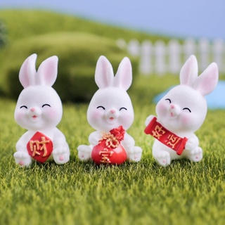กระต่ายปีใหม่ 2023 นําโชค ปีใหม่ กระต่ายน้อย สีขาว ตกแต่งบ้าน เค้กตั้งโต๊ะ DIY ตกแต่งงานฝีมือ เรซิน