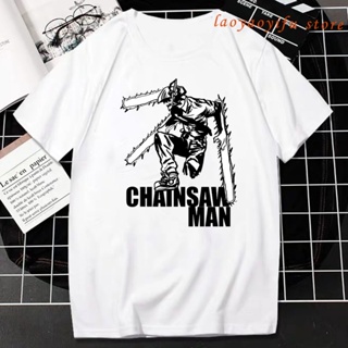 เสื้อยืดClassic Chainsaw Man Anime T Shirt Warrior Makima Power Manga Tops Women Men Fashion Prints เสื้อยืดสีขาวผู_24