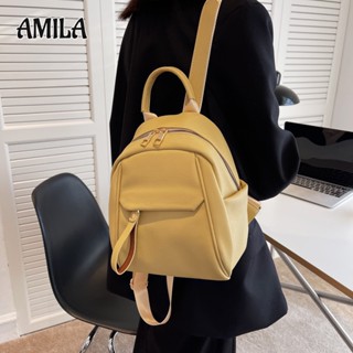 AMILA ออกแบบเดิมวัสดุหนัง PU กระเป๋าเป้สะพายหลังผู้หญิงหนังนุ่มสายสะพายกว้างกระเป๋าเป้สะพายหลังพร็อพ