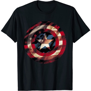 เสื้อยืดแขนสั้น เสื้อยืด พิมพ์ลายธง Marvel Captain America Avengers สําหรับผู้ใหญ่ ลายการ์ตูน อนิเมะ_11