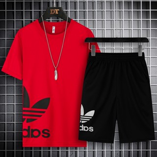 เสื้อยืดลําลอง ผ้าเรยอน ทรงหลวม สองชิ้น เหมาะกับฤดูร้อน สําหรับผู้ชาย ไซซ์ M-5XL