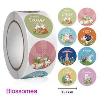 Blossomea สติกเกอร์ฉลาก ลายกระต่ายอีสเตอร์ Thank You ทรงกลม สําหรับติดของขวัญ ปาร์ตี้อีสเตอร์ 500 ชิ้น ต่อม้วน