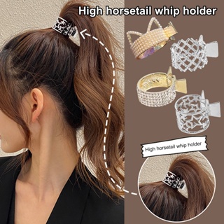 【AG】Women Hairpin Sweet Great Stickiness Exquisite Non-slip Stainless Ponytail Fixed Shiny Rhinestone Hollow Out Anti-deformed Rhombus Hair Claw Headdress