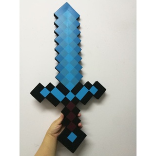 Minecraft เกมดาบโฟม EVA ขนาดใหญ่ สีฟ้า สําหรับเด็ก JIG7