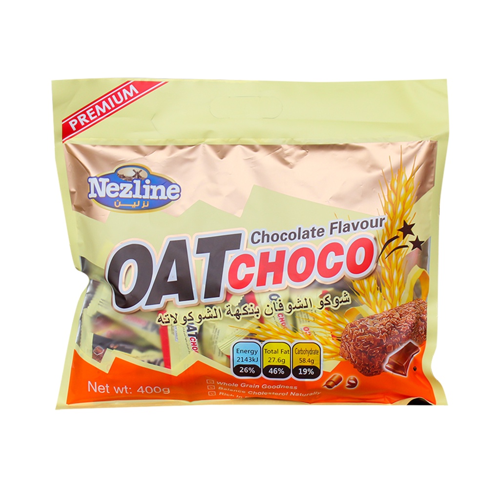nezline-ขนมข้าวโอ๊ตอัดแท่ง-รสช็อกโกแลต-400-กรัม-oat-choco-chocolate-flavor