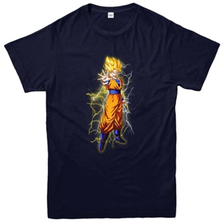 เสื้อยืด พิมพ์ลาย Goku Super Saiyan Lightning Dragon Ball Z สําหรับผู้ชาย_04