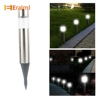 Eralml โคมไฟสนามหญ้า LED พลังงานแสงอาทิตย์ สเตนเลส สําหรับตกแต่งสวนกลางแจ้ง