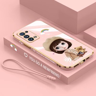 เคสป้องกันโทรศัพท์มือถือ TPU ชุบทอง ขอบตรง ลายเด็กผู้หญิงน่ารัก สําหรับ VIVO Y95 Y11 Y17 Y93 Y91C Y21 Y83 Y81 Y91 Y12 Y15 Y85 V15 Y71 Y66 Y7S Y20 Y20i Y50 Y3