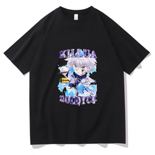 เสื้อยืดคอกลมเสื้อยืด ผ้าฝ้าย 100% พิมพ์ลายอนิเมะ Hunter X Hunter Killua Zoldyck ใส่สบาย แฟชั่น สําหรับผู้ชายS-5XL_02