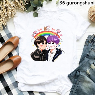 2023 New Style Kpop T Shirt Femme Rainbow Stray Kids Letter Print Tshirt WomenS Clothing   Music Lover Korean Styl_11