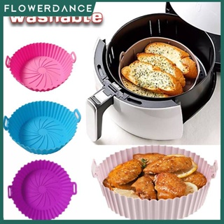 Air Fryer หม้อซิลิโคน Reusable Liner Baking Oilproof Parchment Baking Tray ตะกร้าเตาอบ Mat รอบเปลี่ยน Grill Pan เครื่องมืออุปกรณ์ครัว Flowerdance