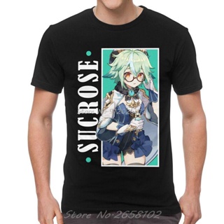 Genshin Impact Sucrose Tshirts Men Leisure Tee Tops Cotton T Shirt Short Sleeve Japan Anime Game T-shirts Gift Clot_05