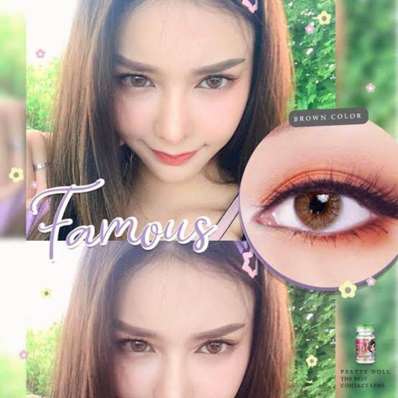 คอนแทคเลนส์-ธรรมชาติ-รุ่น-famous-มีสีเทา-ตาล-gray-brown-มีค่าสายตา-0-00-4-50