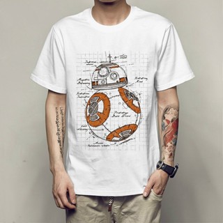 เสื้อยืด แขนสั้น พิมพ์ลายการ์ตูน Star War สไตล์ฮาราจูกุ แนวสตรีท สีขาว แฟชั่นสําหรับผู้ชาย_01