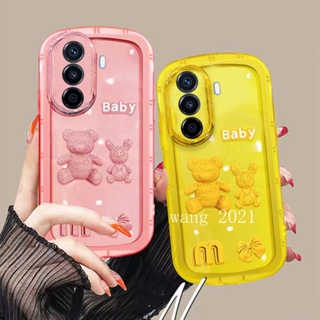 Phone Case Huawei Nova Y70 Y90 Mate 50 Pro Honor70 Honor X9 5G เคส New Hot Deals Stereoscopic Bear Doll Bow Casing Color Transparent Lens Full Protection Soft Cover เคสโทรศัพท