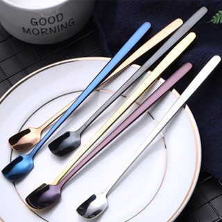 【AG】Stainless Steel Spoon Kitchen Long Handle Coffee Dessert Cocktail Stirring Scoop