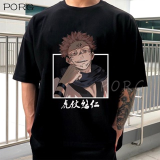Jujutsu Kaisen Itadori Yuji Men Short Sleeve T-shirts Loose Harajuku Printed Men Anime Clothes Streetwear Oversized_05