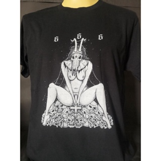 เสื้อยืดผ้าฝ้ายพิมพ์ลายเสื้อวงนำเข้า Nun 666 Satanic Evil Devil Rap Hiphop Mc Gothic Fashion Style Vitage T-Shirt G_03