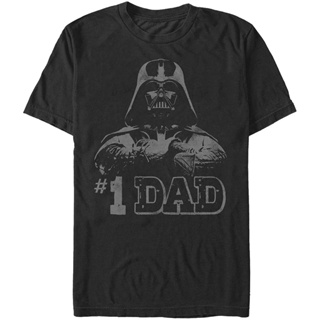 เสื้อยืดโอเวอร์ไซส์ธรรมดา100%cotton เสื้อยืดคอวีผู้ชาย Fifth Sun Mens Star Wars Darth Vader Number One Dad T-Shirt_01