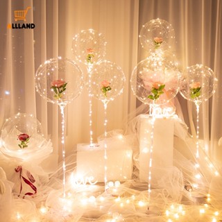 ลูกโป่งช่อดอกกุหลาบ DIY สําหรับวันวาเลนไทน์/ ไฟ LED ลูกโป่งตาข่าย สีใส ลูกโป่งดอกไม้ ดอกเดซี่น้อย/ ไฟโรแมนติก