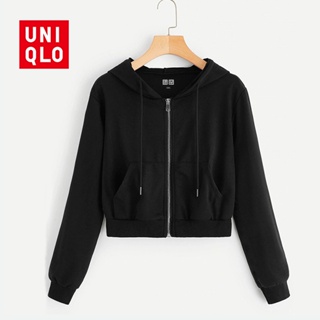 ภาพหน้าปกสินค้า【Ready Stock】 Uniqlo เสื้อกันหนาวมีฮู้ดผู้หญิงแฟชั่นลำลองครอปเสื้อกันหนาวมีฮู้ดกลางแจ้ง ที่เกี่ยวข้อง