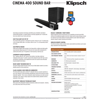 ภาพขนาดย่อของภาพหน้าปกสินค้าKLIPSCH : CINEMA 400 ประกันศูนย์  มั่นใจของแท้ 100% โดย LENNSHOP จากร้าน lennshophifi บน Shopee