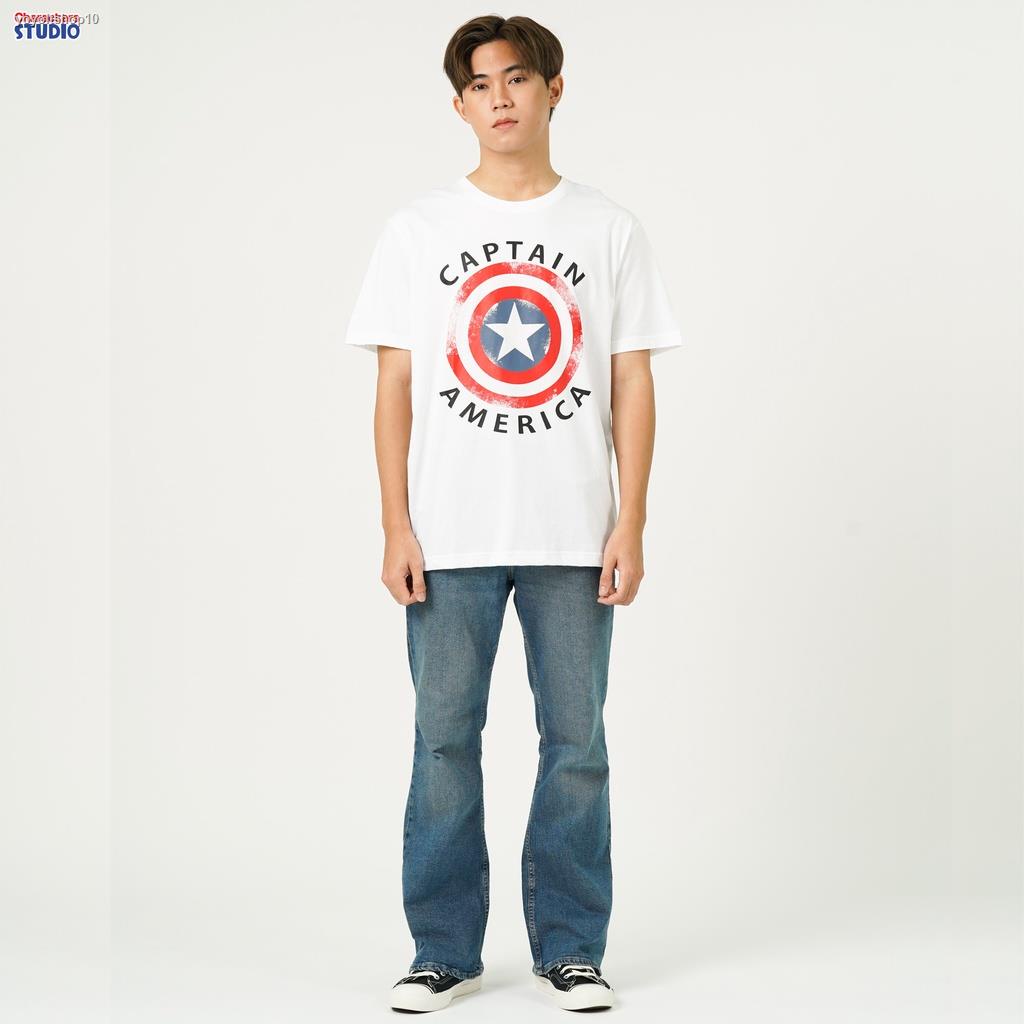 จัดส่งเฉพาะจุด-จัดส่งในกรุงเทพฯmarvel-men-captain-america-t-shirt-เสื้อยืดผู้ชายลายมาร์เวล-กัปตันอเมริกา-สินค้าลิ-11