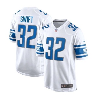 เสื้อกีฬารักบี้ ลายทีม NFL Detroit Lion 32#Dเสื้อกีฬาแขนสั้น ลาย Andre Swift Jersey