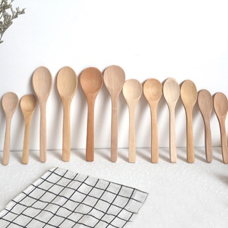 【AG】5Pcs Wooden Handmade Long Handle Eating Cooking Soup Spoons Kitchen Utensil