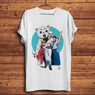 เสื้อยืดแขนสั้นลําลอง พิมพ์ลายอนิเมะ GINTAMA Sakata Gintoki Shimura Shinpachi Kagura สีขาว สไตล์สตรีท สําหรับผู้ชาย_07