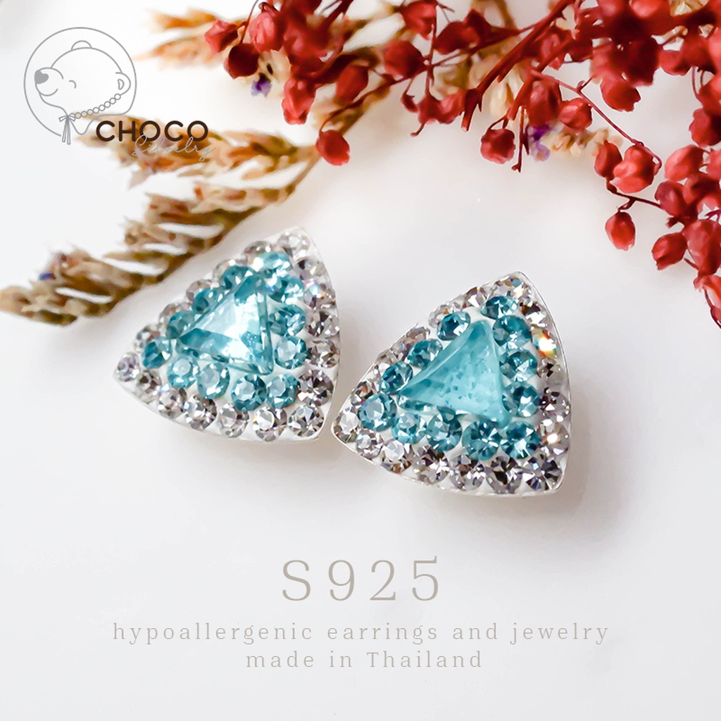 s925-ต่างหูเพชรสามเหลี่ยมเงินแท้-et98-sterling-silver-cz-diamond-stud-earrings